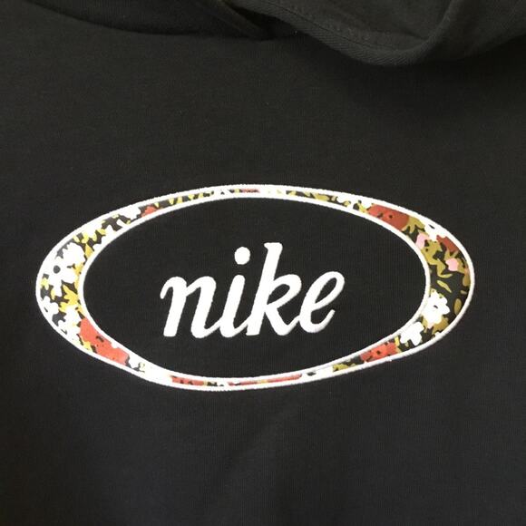 Nike Black Floral Logo Pullover Hoodie - Picture 3 of 14